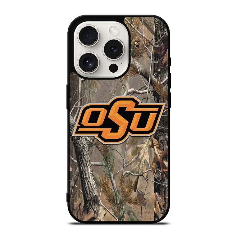 OKLAHOMA STATE UNIVERSITY CAMO LEAF iPhone 15 Pro Case