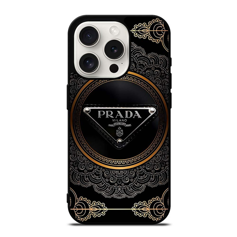 PRADA MILANO BLACK GOLD iPhone 15 Pro Case