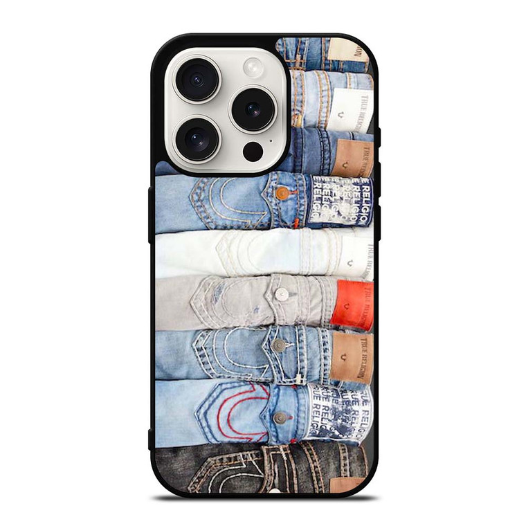 TRUE RELIGION BRAND JEANS COLLAGE iPhone 15 Pro Case