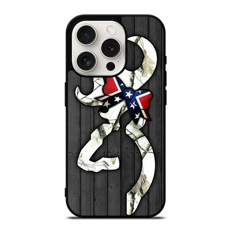 WOODEN CAMO BROWNING LOGO iPhone 15 Pro Case