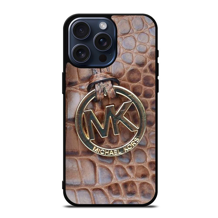 MICHAEL KORS BROWN LEATHER iPhone 15 Pro Max Case