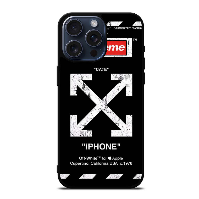 OFF WHITE BLACK SUP iPhone 15 Pro Max Case OFF WHITE BLACK SUP iPhone 15 Pro Max Case