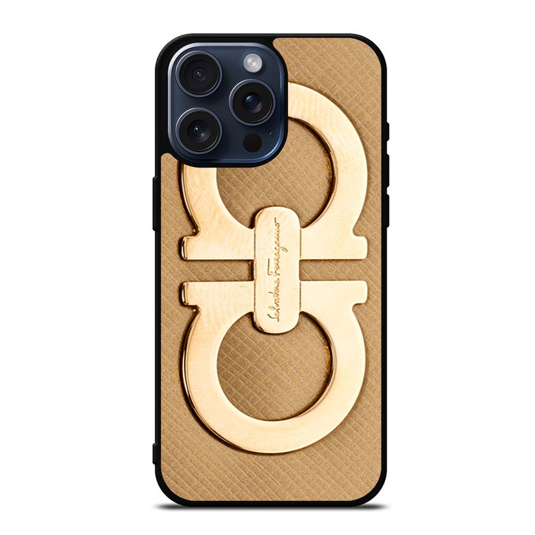 SALVATORE FERRAGAMO GOLD LOGO iPhone 15 Pro Max Case