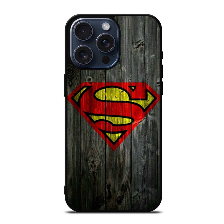 SUPERMAN WOODEN LOGO iPhone 15 Pro Max Case