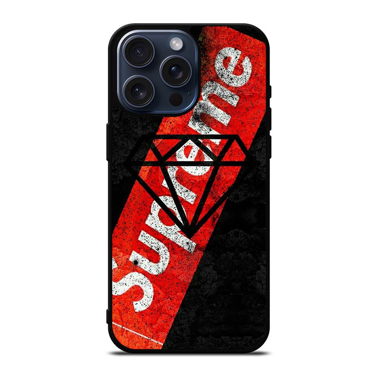 SUPREME X DIAMOND SUPPLY CO BLACK iPhone 15 Pro Max Case