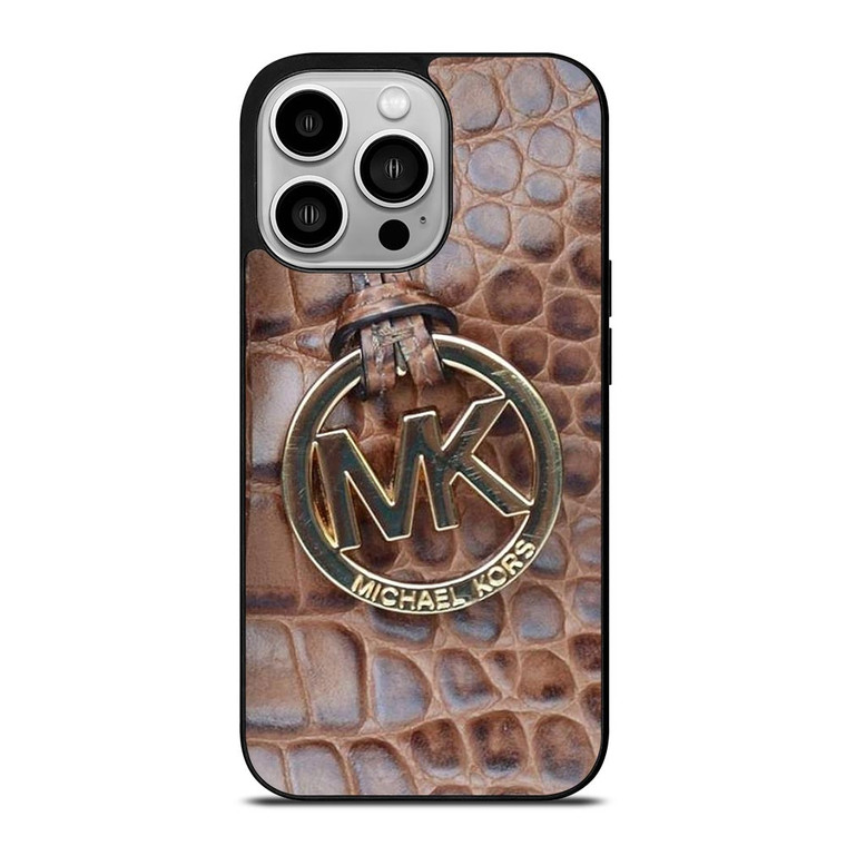 MICHAEL KORS BROWN LEATHER iPhone 14 Pro Case