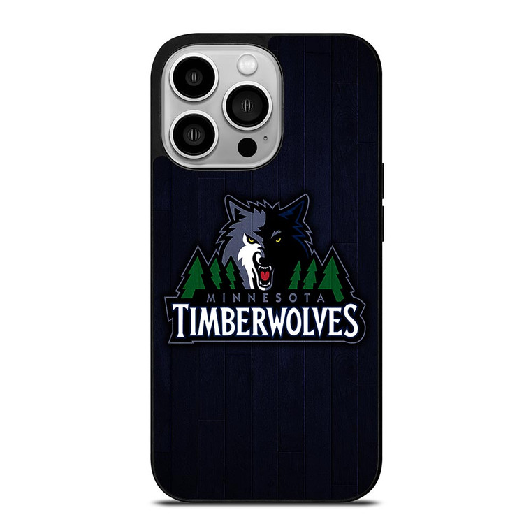 MINNESOTA TIMBERWOLVES WOODEN LOGO iPhone 14 Pro Case