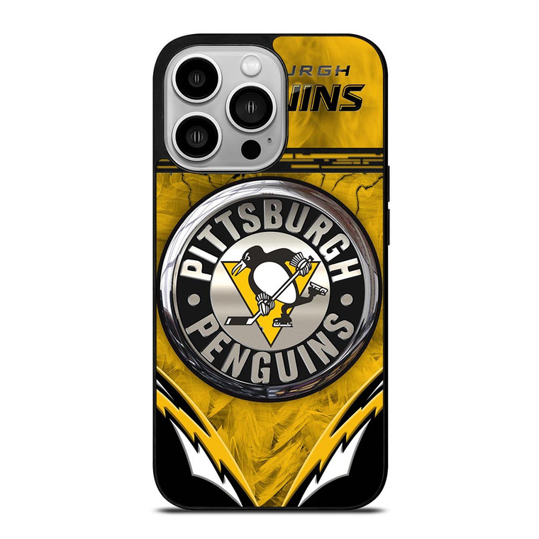 PITTSBURGH PENGUINS METAL NHL iPhone 14 Pro Case PITTSBURGH PENGUINS METAL NHL iPhone 14 Pro Case