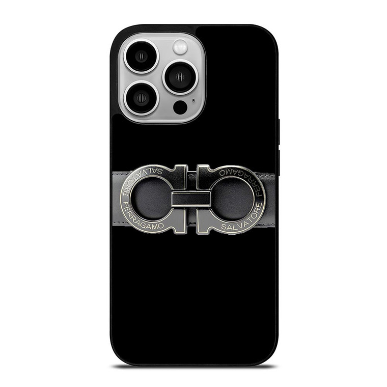 SALVATORE FERRAGAMO BELT BLACK iPhone 14 Pro Case SALVATORE FERRAGAMO BELT BLACK iPhone 14 Pro Case
