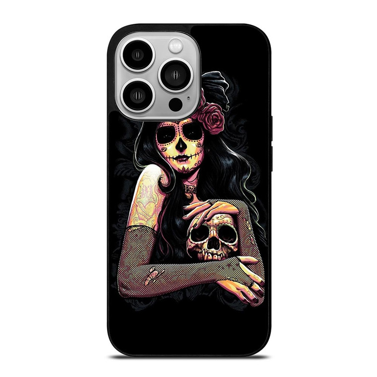 SUGAR SKULL TATTOO GIRL iPhone 14 Pro Case