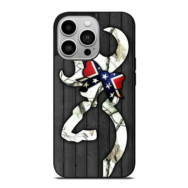 WOODEN CAMO BROWNING LOGO iPhone 14 Pro Case