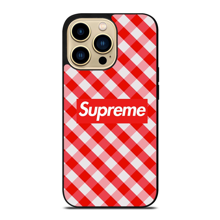 SUPREME RED GINGHAM iPhone 14 Pro Max Case