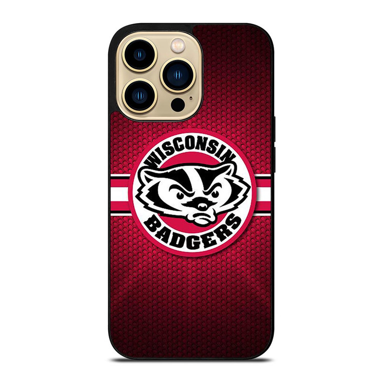 WISCONSIN BADGER METAL LOGO iPhone 14 Pro Max Case WISCONSIN BADGER METAL LOGO iPhone 14 Pro Max Case