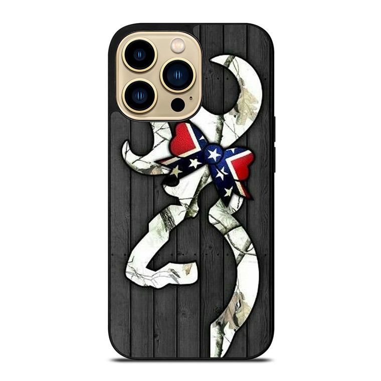 WOODEN CAMO BROWNING LOGO iPhone 14 Pro Max Case