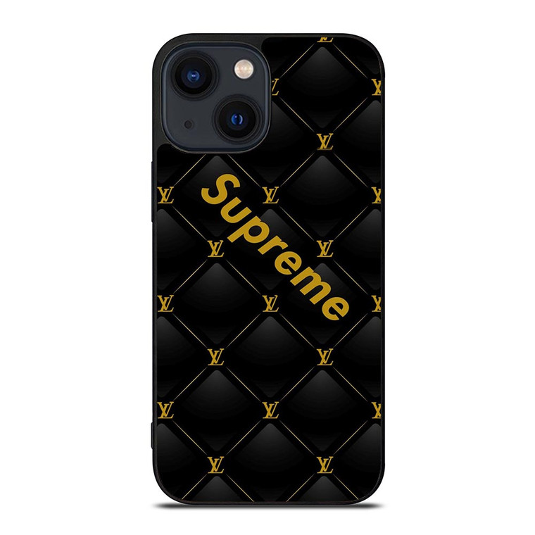 SUPREME BLACK PATTERN GOLD iPhone 14 Plus Case