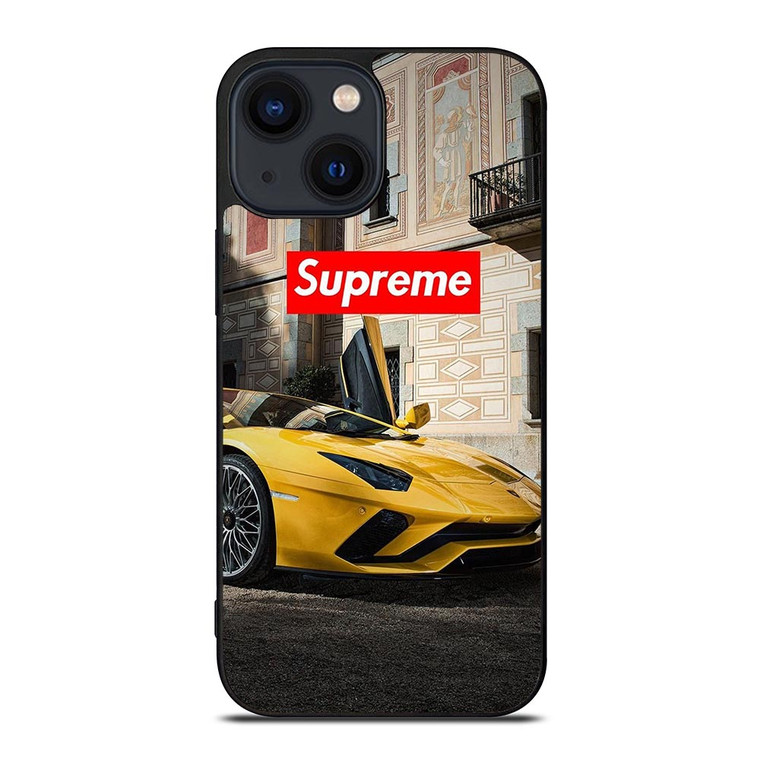 SUPREME YELLOW LAMBORGINI iPhone 14 Plus Case SUPREME YELLOW LAMBORGINI iPhone 14 Plus Case