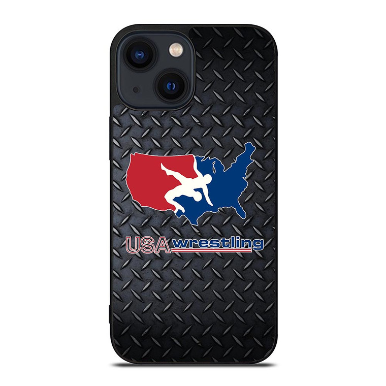 USA WRESTLING METAL LOGO iPhone 14 Plus Case