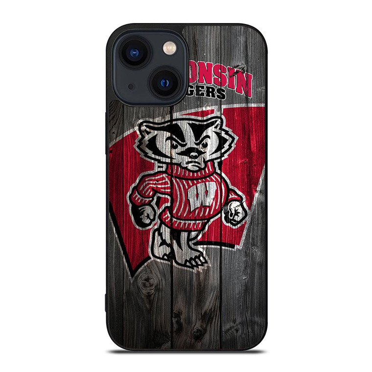 WISCONSIN BADGER WOODEN LOGO iPhone 14 Plus Case