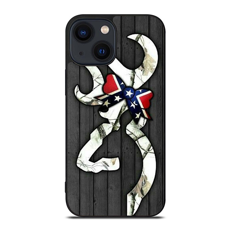 WOODEN CAMO BROWNING LOGO iPhone 14 Plus Case
