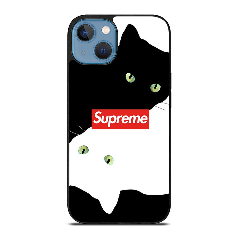 SUPREME BLACK WHITE CAT iPhone 13 Case