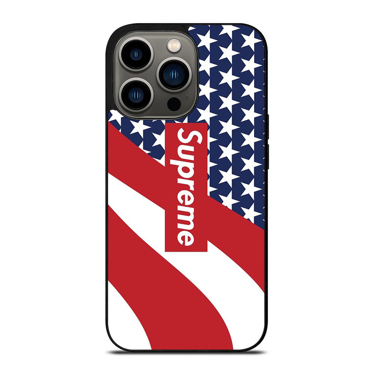 SUPREME LOGO AMERICAN FLAG iPhone 13 Pro Case
