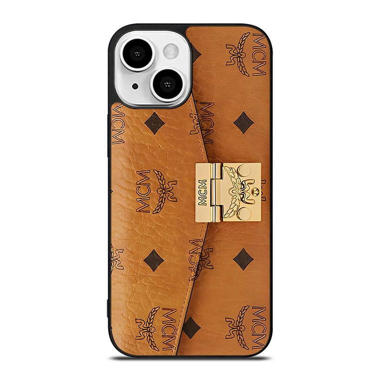 MCM WORLD WIDE BROWN LEATHER iPhone 13 Mini Case