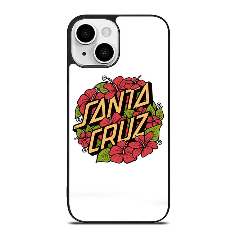 SANTA CRUZ SKATEBOARD FLORAL WHITE iPhone 13 Mini Case