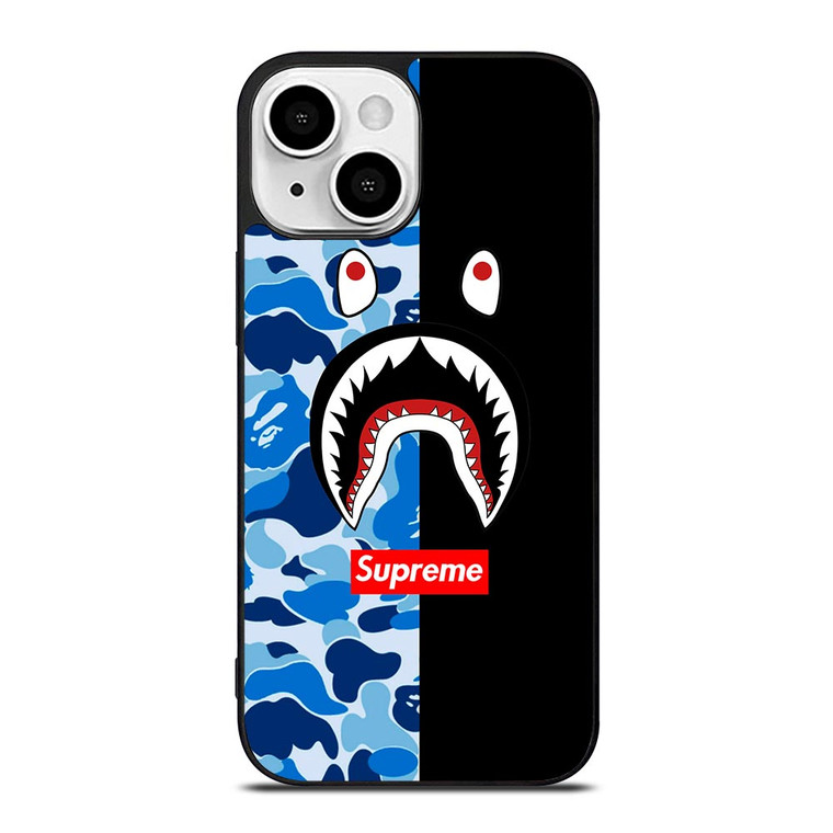 SUPREME BAPE SHARK CAMO BLUE BLACK iPhone 13 Mini Case