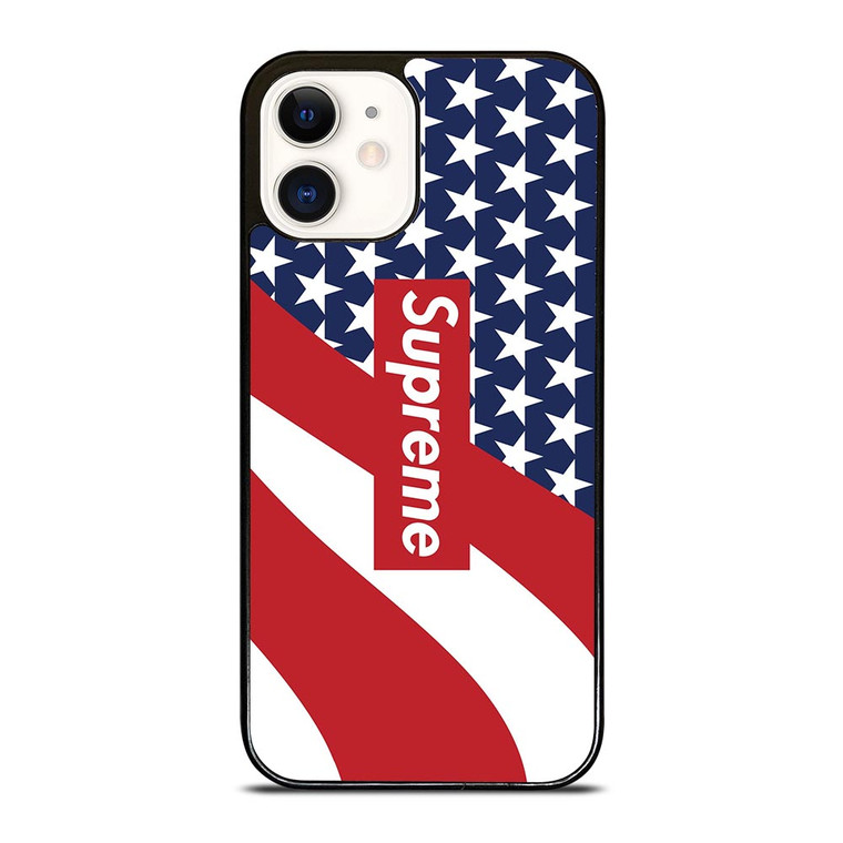 SUPREME LOGO AMERICAN FLAG iPhone 12 Case