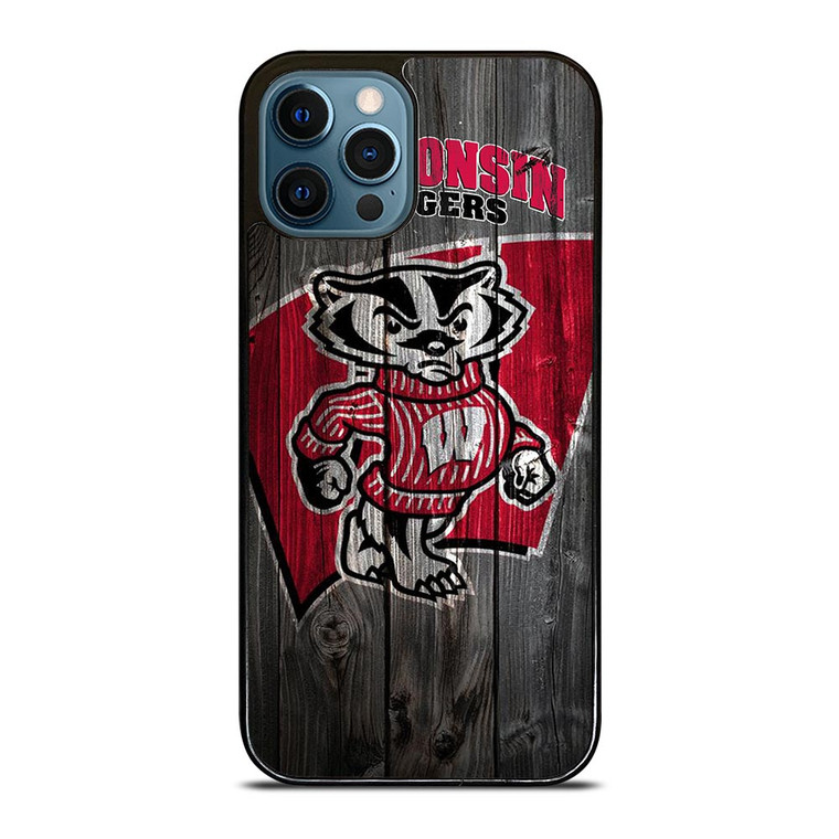 WISCONSIN BADGER WOODEN LOGO iPhone 12 Pro Max Case