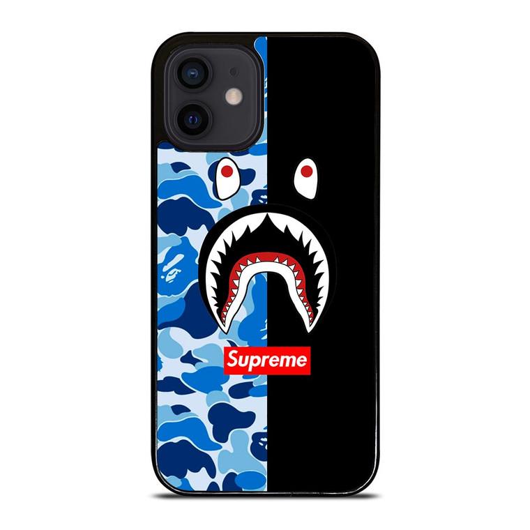 SUPREME BAPE SHARK CAMO BLUE BLACK iPhone 12 Mini Case