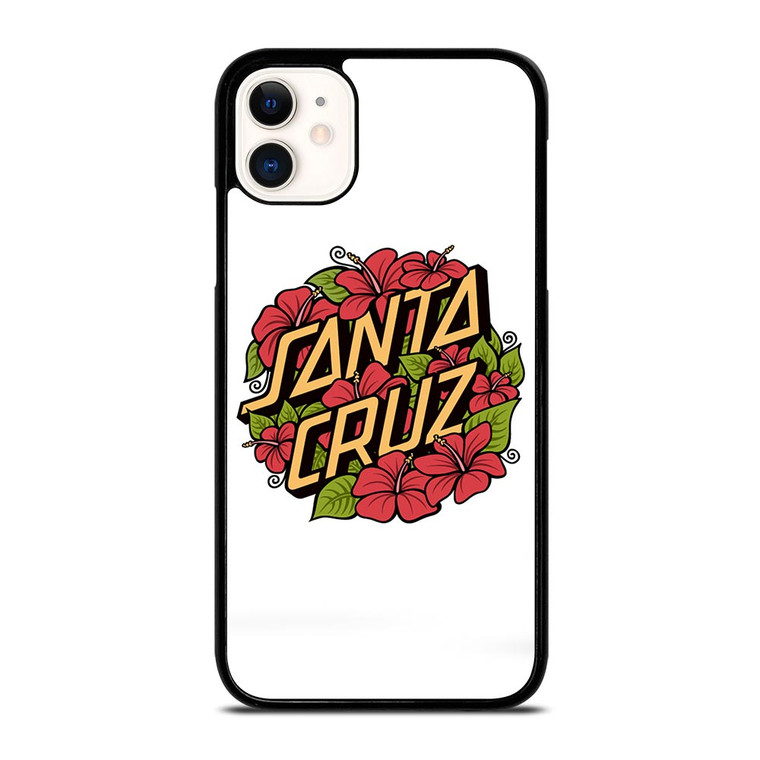 SANTA CRUZ SKATEBOARD FLORAL WHITE iPhone 11 Case