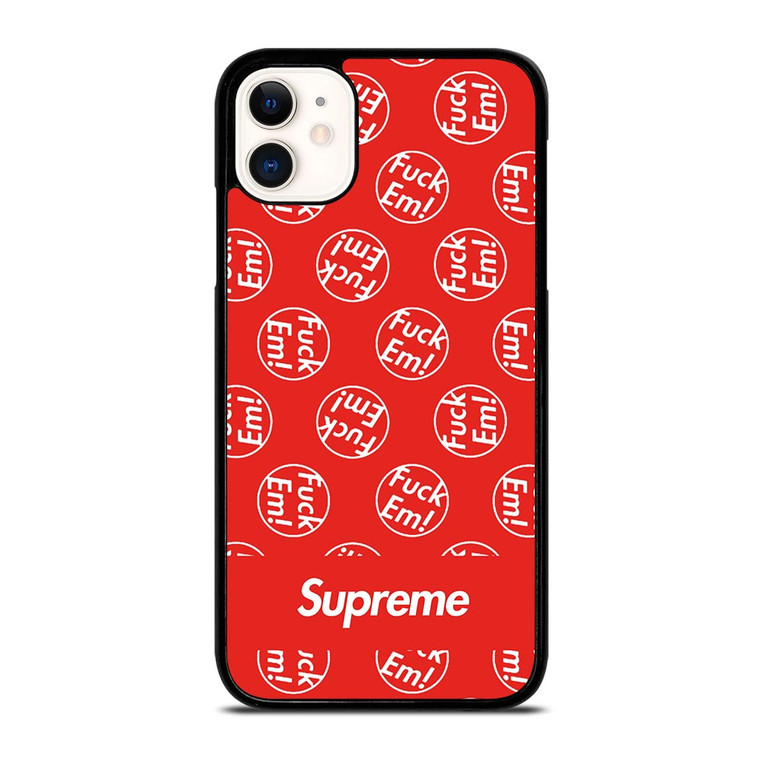 SUPREME FUCK EM PATTERN iPhone 11 Case SUPREME FUCK EM PATTERN iPhone 11 Case