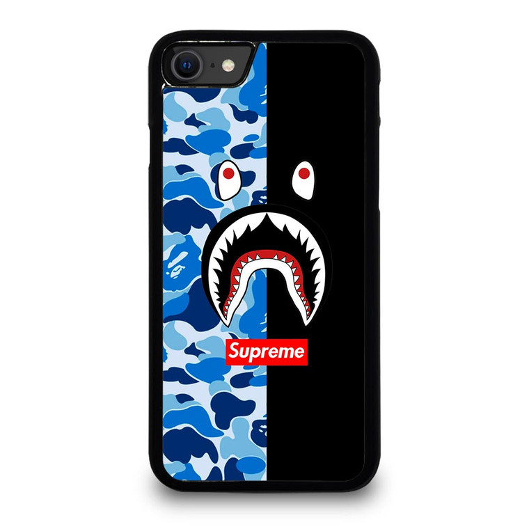 SUPREME BAPE SHARK CAMO BLUE BLACK iPhone SE 2020 Case