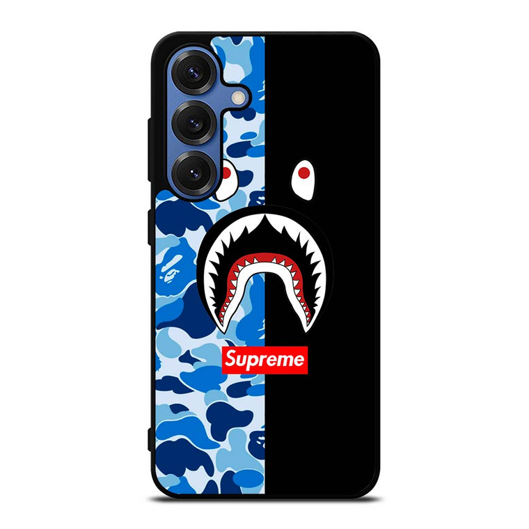SUPREME BAPE SHARK CAMO BLUE BLACK Samsung Galaxy S25 Case
