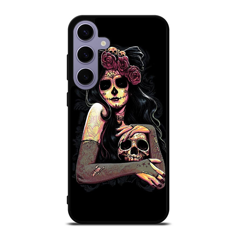 SUGAR SKULL TATTOO GIRL Samsung Galaxy S24 Plus Case