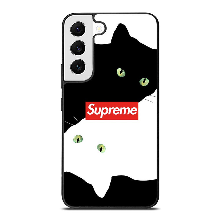 SUPREME BLACK WHITE CAT Samsung Galaxy S22 Case