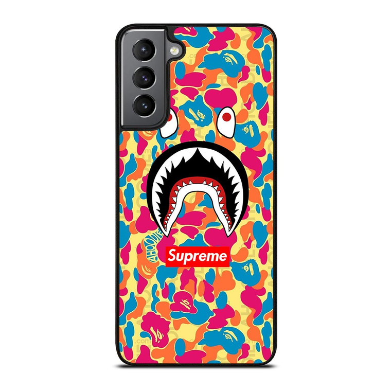 SUPREME BAPE CAMO COLOR FULL Samsung Galaxy S21 Plus Case