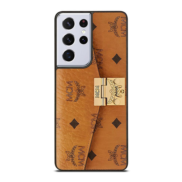 MCM WORLD WIDE BROWN LEATHER Samsung Galaxy S21 Ultra Case