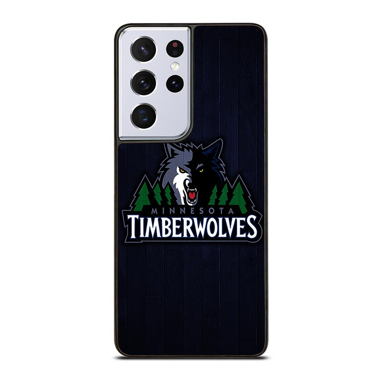 MINNESOTA TIMBERWOLVES WOODEN LOGO Samsung Galaxy S21 Ultra Case
