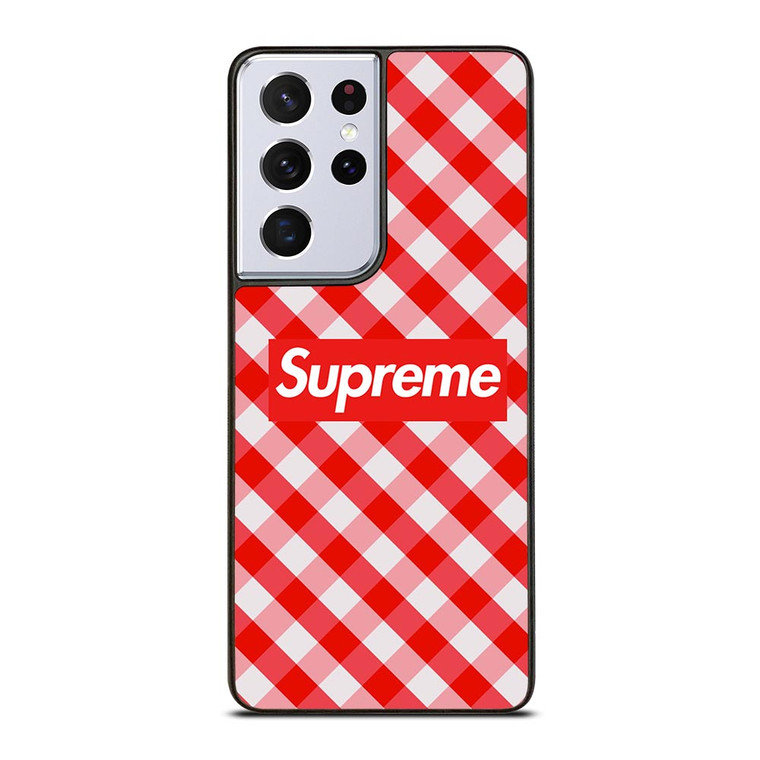 SUPREME RED GINGHAM Samsung Galaxy S21 Ultra Case