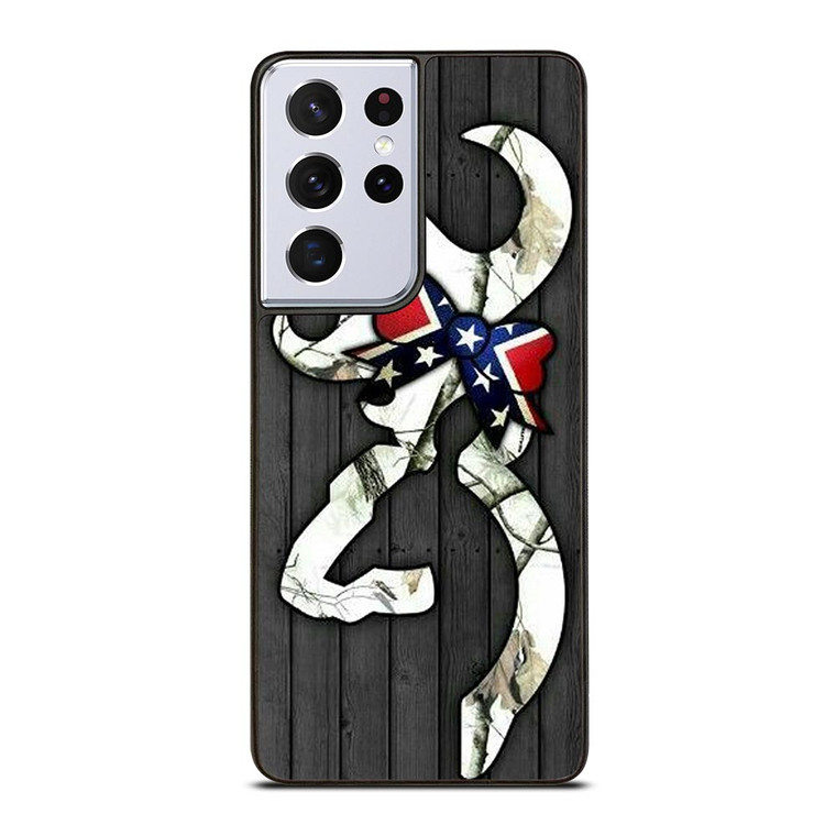 WOODEN CAMO BROWNING LOGO Samsung Galaxy S21 Ultra Case