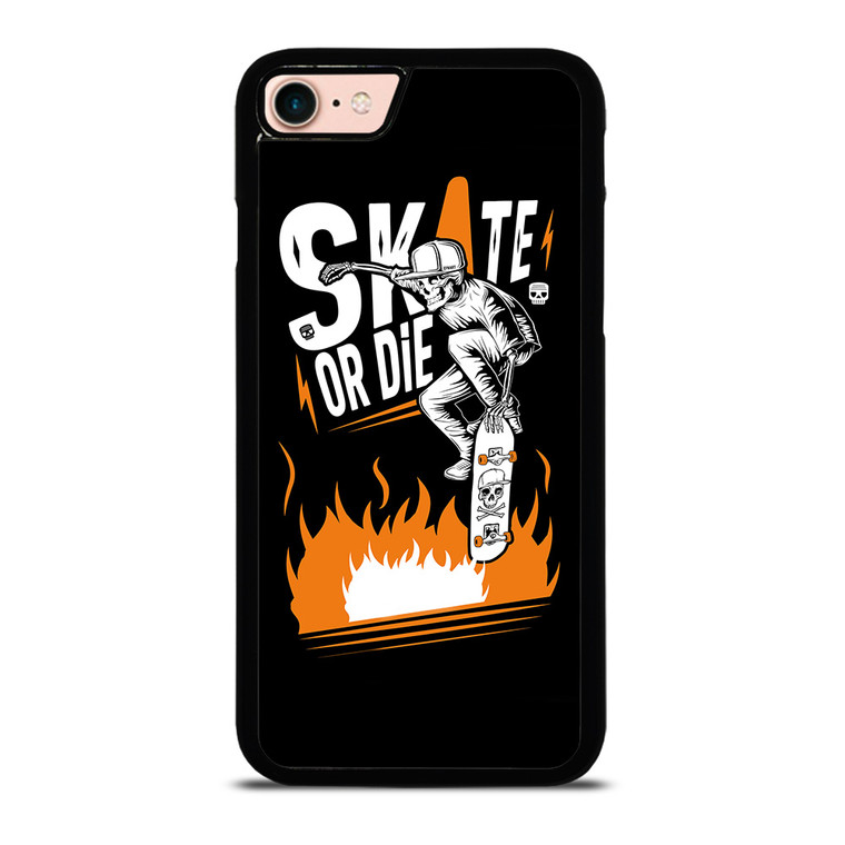 SKULL SKATE OR DIE ORANGE ARTWORK iPhone 8 Case