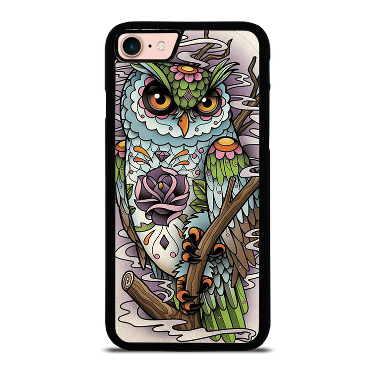SUGAR SKULL OWL TATTO LOGO iPhone 8 Case