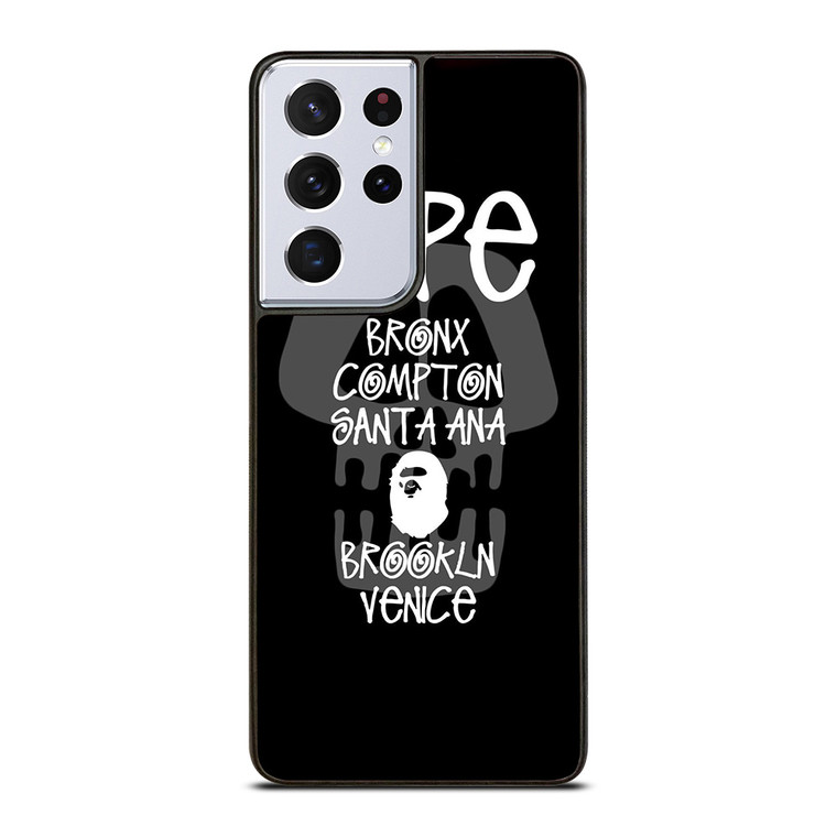 BAPE BLACK SKULL STUSSY Samsung Galaxy S21 Ultra Case