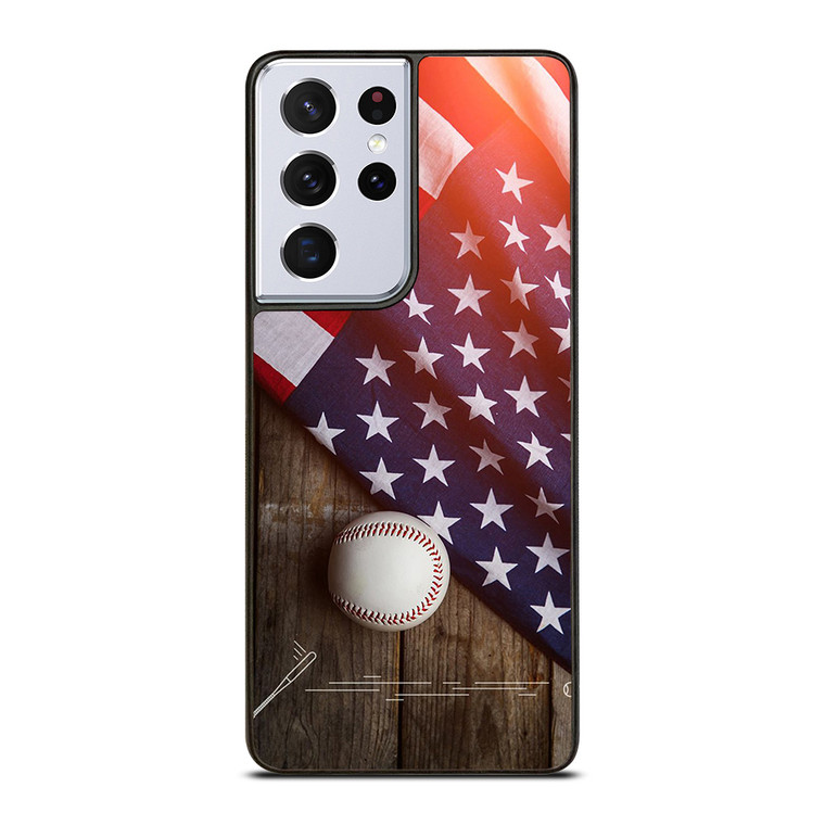 BASEBALL BALL AND FLAG Samsung Galaxy S21 Ultra Case