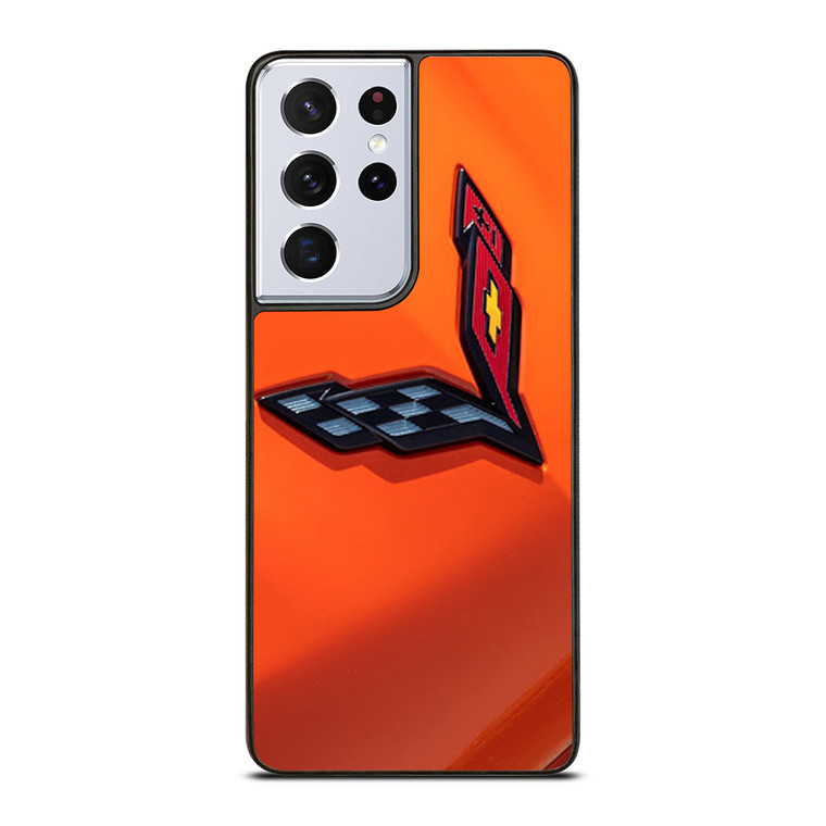 CORVETTE ORANGE LOGO Samsung Galaxy S21 Ultra Case