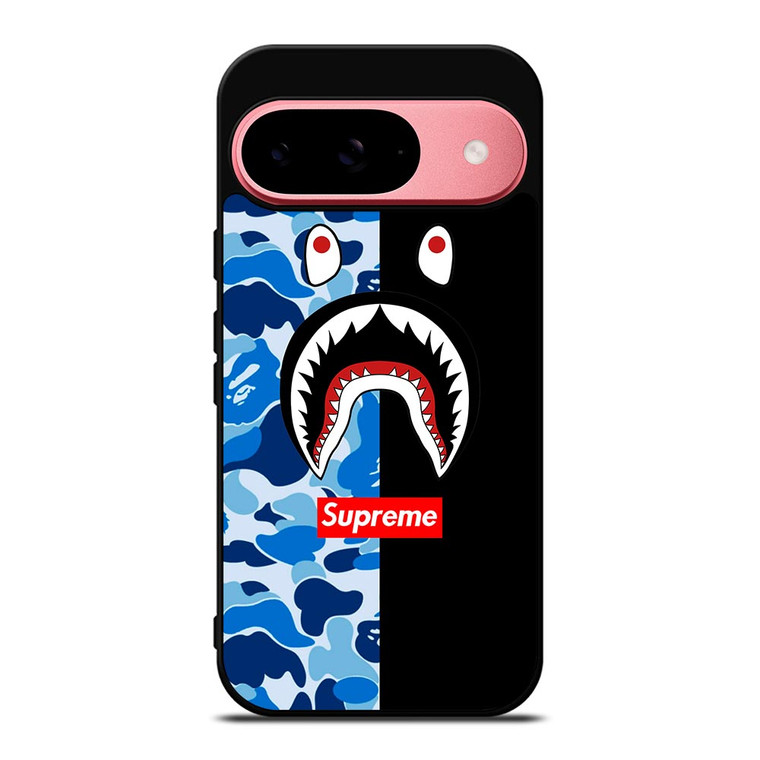 SUPREME BAPE SHARK CAMO BLUE BLACK Google Pixel 9 Case