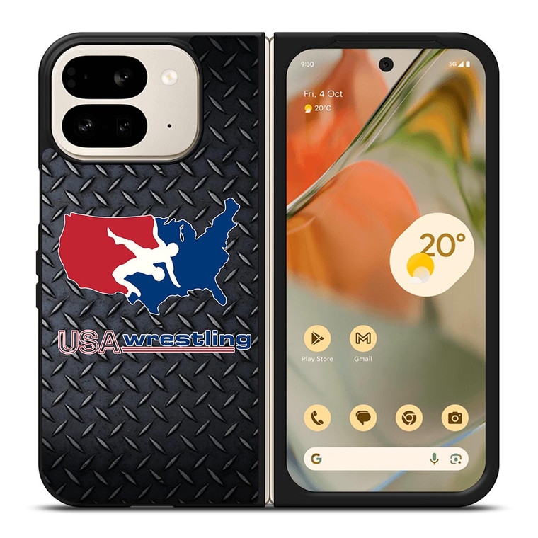 USA WRESTLING METAL LOGO Google Pixel 9 Pro Fold Case