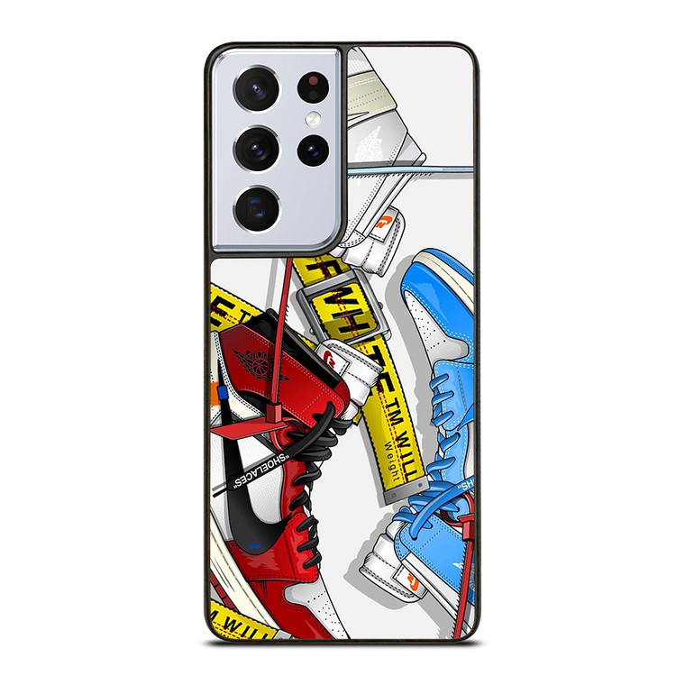 OFF WHITE AIR JORDAN SHOES Samsung Galaxy S21 Ultra Case